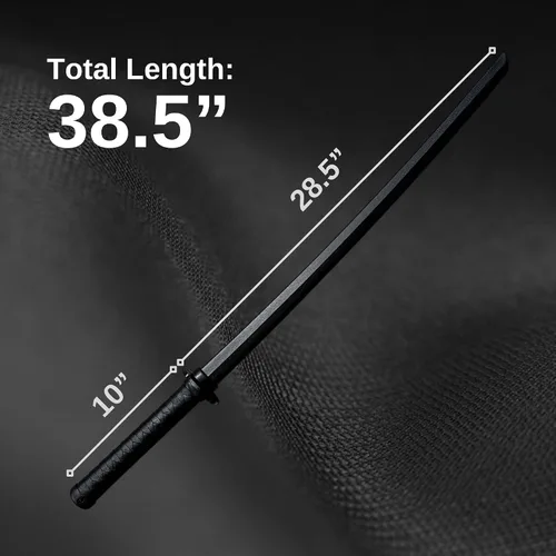 Vista 5 de E-BOGU Espada de entrenamiento de polipropileno negro (38.5") con guardamanos y tapón Katana de entrenamiento duradera