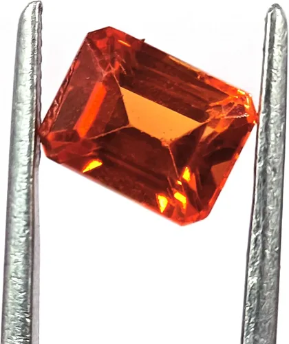 Vista 4 de Maravillosa Mejor Oferta 4.00 Quilates Tratado Natural Naranja Zafiro Sri Lanka Forma Esmeralda Certificado Piedra Preciosa #275, Gema, Sin gemas.