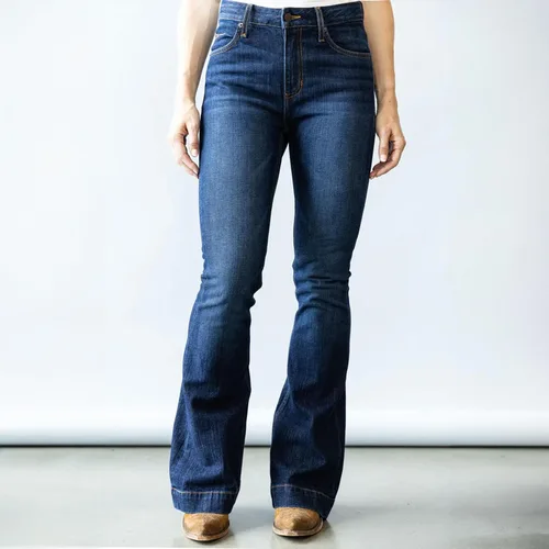 Vista 6 de Kimes Ranch Jennifer - Jeans de tiro ultra alto para mujer, color azul oscuro lavado