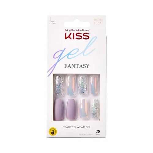 Vista 10 de KISS Gel Fantasy, uñas a presión, pegamento de uñas incluido, 'Aim High', negro, tamaño corto, forma cuadriculada, incluye 28 uñas, 0.07 onzas
