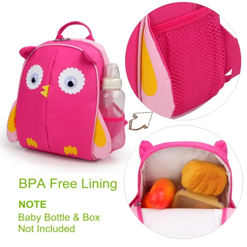 Vista 40 de Yodo, Bolsa para almuerzo aislada y mochila preescolar infantil, con correa de arnés de seguridad para niños o niñas, Dinosaur