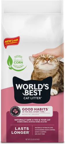 Vista 6 de LA MEJOR ARENA PARA GATOS DEL MUNDO Arena Good Habits para atraer gatos Atrayente natural a base de plantas Arena de maíz para gatos múltiples