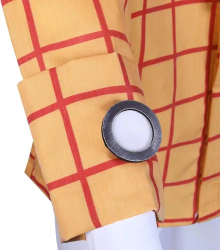 Vista 6 de Woody - Camisa de disfraz de vaquera Jessie para hombre, camisa casual de trabajo a cuadros con botones y manga larga