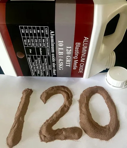 Vista 4 de Óxido de aluminio – 10 libras – Medios abrasivos de chorro de arena media a fina para gabinetes de voladura o pistolas de granallado. Grano #120
