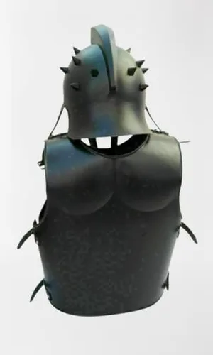 Vista 2 de Greek Armor - Casco de gladiador armadura romana chaqueta muscular calibre 18 de acero sólido United Medieval Mart Acabado negro Shoulder to Waist