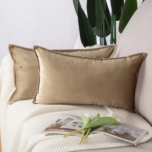 Vista 43 de MADIZZ Juego de 2 fundas de almohada decorativas de terciopelo súper suave con borlas, estilo de lujo, funda de almohada para sofá y dormitorio