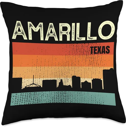 Vista 5 de Amarillo TX USA Flag Souvenir Amarillo Texas Town Skyline - Almohada (16 x 16 pulgadas), multicolor
