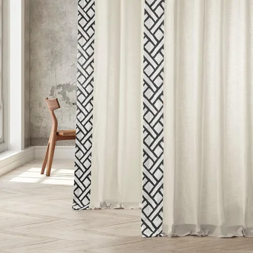 Vista 3 de HPD Half Price Drapes Cortinas de algodón sólido con bordes para dormitorio y sala de estar, 50 x 84, DTCC-SB220607-84 (1 panel) Garden Path Negro