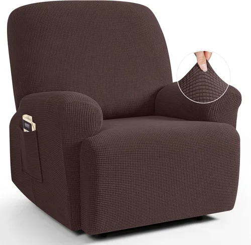 Vista 14 de TAOCOCO Funda reclinable de 4 piezas, funda elástica para sofá reclinable de 4 piezas, funda reclinable con 1 asiento, protector de sofá suave