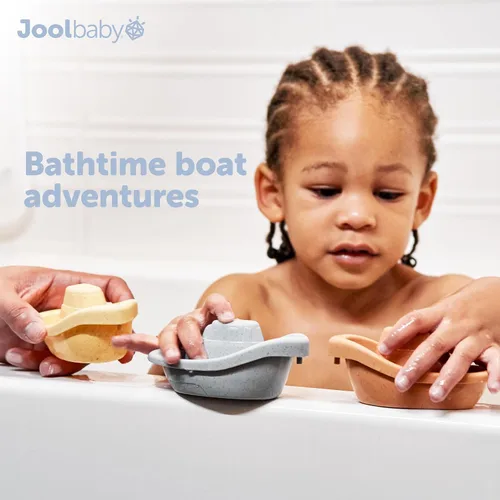 Vista 7 de Jool Baby - Juego de regalo de juguetes de baño de 12 piezas con organizador de almacenamiento de juguetes de baño Squirts, ducks, stacking boats