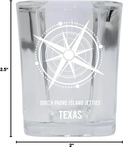 Vista 3 de South Padre Island Jetties Texas Beach Souvenir - Vaso de chupito de base cuadrada de 2 onzas