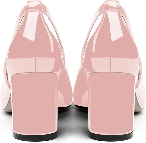 Vista 4 de MERRORI Zapatos de tacón medio con punta puntiaguda para mujer, sexy, para fiesta de noche, para fiesta de noche, zapatos sin cordones, zapatos