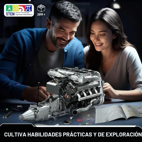 Vista 6 de Mould King Kit de Modelo de Motor V8 Twin Turbo que Funciona – 2899+ Piezas Construye tu Propio Kit de Motor de Modelo Visible para Adultos
