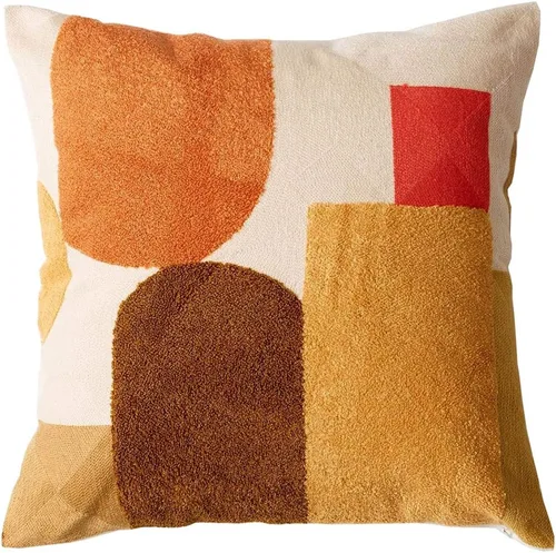 Vista 14 de vctops Funda decorativa para cojín con detalles de penachos geométricos estilo bohemio, funda de almohada cuadrada bordada en algodón para sofá
