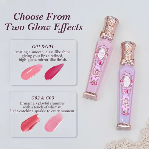 Vista 5 de Flower Knows Violet Strawberry Rococo Glowy Lip Gloss, Light Baby Pink Macaron de fresa G01