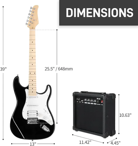 Vista 5 de Ktaxon - Kit de guitarra eléctrica de 39 pulgadas para principiantes, con pastillas HSS de 6 cuerdas, guitarra eléctrica de cuerpo sólido