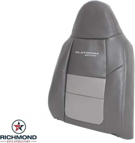 Vista 3 de Richmond Auto Upholstery - Driver Side Lean Back Leather Seat Cover, Gray (Compatible with 2001 Ford F250 Platinum Edition)