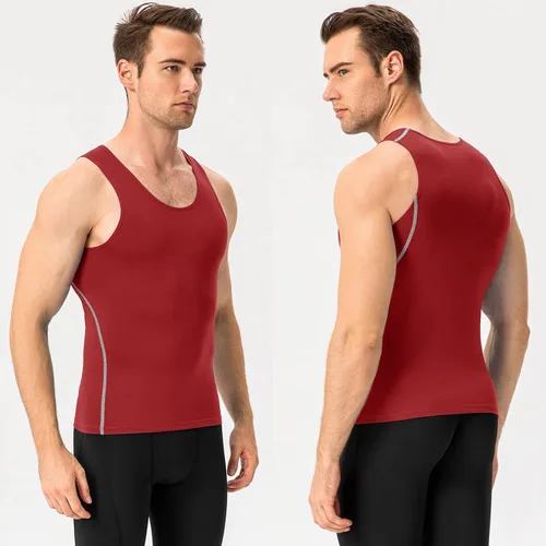 Vista 3 de Paquete de 13 camisetas de compresión atléticas para hombre, camiseta sin mangas de ajuste seco, camiseta deportiva para correr, gimnasio, camisetas