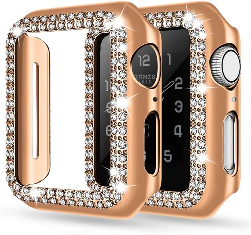 Vista 14 de Adepoy - Funda Compatible para Apple Watch de 1.496 Pulgadas Serie 3/2/1, con Brillantes, Funda Protectora con Marco de Pantalla para Mujer, Niña