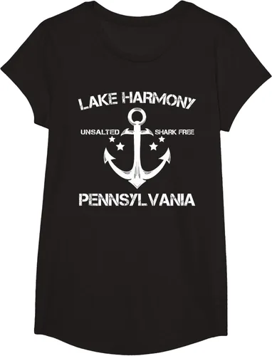Vista 5 de Playera divertida de Lago Harmony Pennsylvania para acampada o pesca Negro