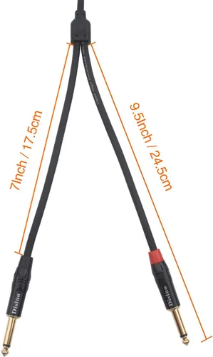 Vista 4 de Cable estéreo TRS de 1/8 de pulgada a doble 1/4 de pulgada TS Mono Y-Splitter Cable 0.138 in Aux Mini Jack Stereo Breakout Cable Cables de ruta - 6