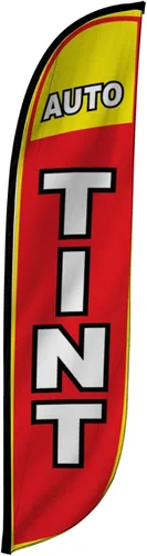 Vista 16 de LookOurWay Bandera de plumas, bandera publicitaria de 12 pies de alto para promoción de negocios y eventos, solo bandera, detalles automáticos