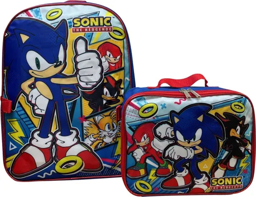 Vista 3 de Ruz Sonic The Hedgehog - Mochila de 16 pulgadas con lonchera desmontable a juego (Sonic II)