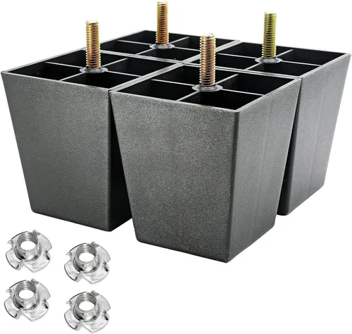 Vista 13 de Murtenze 4 patas de plástico para sofá de 2 pulgadas, patas de repuesto negras para sofá, patas redondas para muebles con pernos M8 para sofá