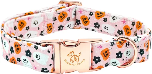 Vista 18 de Elegant little tail Collar para perro de Pascua, collar de perro con estampado de huevos de conejo, collar para mascotas, collar rosa para perros