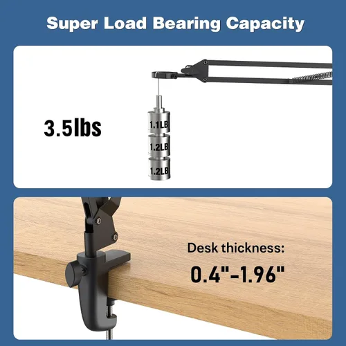 Vista 5 de Hayve Soporte de brazo para microscopio, soporte de metal ajustable con abrazadera y base de ojales, soporte de microscopio de moneda, compatible