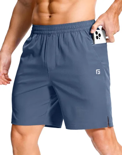 Vista 63 de GGJ Pantalones cortos deportivos ligeros para hombre con 2 bolsillos con cremallera de 7/5/9 pulgadas, pantalones cortos de tenis de secado rápido