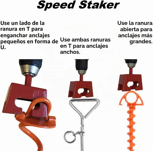 Vista 2 de Keyfit Tools Taladro Staker de velocidad de anclaje de tierra en tus anclajes de suelo en espiral de alta resistencia en segundos. Funciona