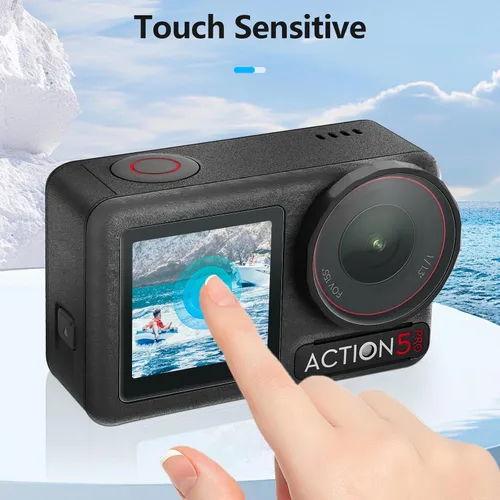 Vista 6 de AMAZEAR Action5 Pro - Protector de pantalla de lente para DJI Osmo Action 5 Pro (2 juegos), protector de vidrio templado, pantalla OLED, Ultra HD