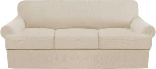 Vista 48 de Funda de sofá con cojín en T de alta calidad, juego de 4 piezas para sofás con cojines en T (se adapta a 72-90 pulgadas), protector de muebles suave
