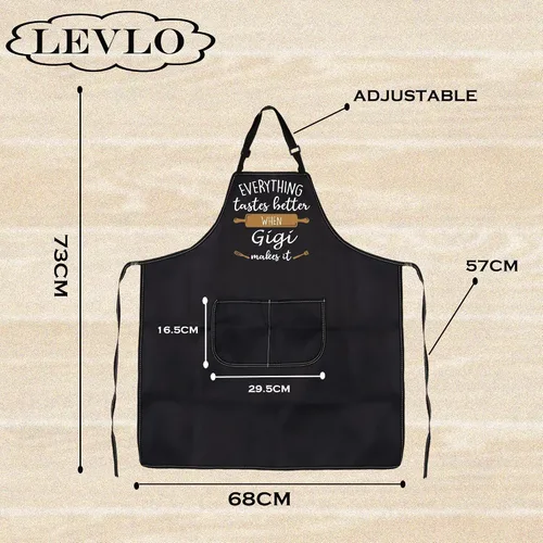 Vista 2 de LEVLO Los mejores regalos de cocina para madre y padre, todo sabe mejor cuando Mimi/Nana/Nonna/Gigi lo hace delantales