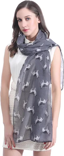 Vista 4 de Lina & Lily Bufanda ligera con estampado de perro de pastor alemán para mujer