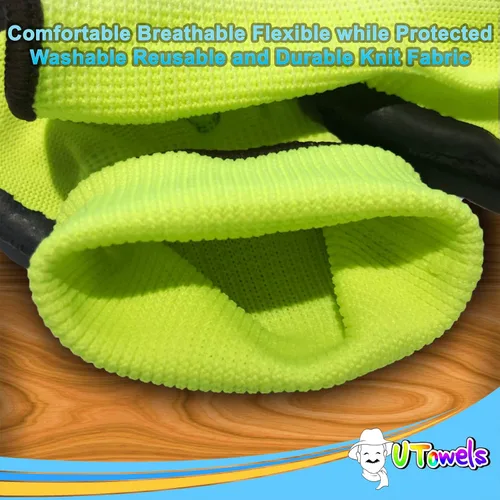 Vista 8 de Guantes de seguridad recubiertos para el trabajo, paquete de 8 pares, agarre firme, uso general y jardinería, para hombres y mujeres (talla S, rojo)