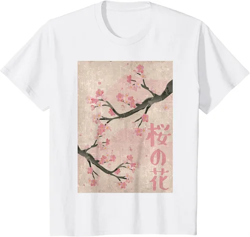 Vista 71 de Cherry Blossom Japanese Vintage Woodblock Japan Pink Sakura T-Shirt Asphalt Grey