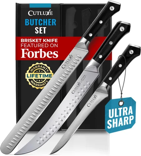 Vista 10 de Cutluxe Juego de Cuchillos para Barbacoa – Cuchillo de pechuga de 12" y varilla de afilado de 10", juego de cuchillos de carnicero para cortar carne