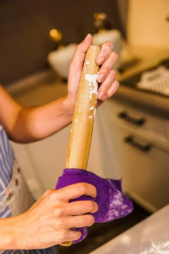 Vista 5 de Rodillo francés clásico de madera de bambú para hornear pizza pastel galleta, 13 pulgadas