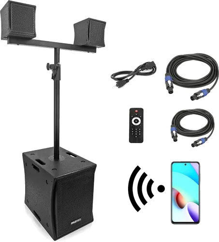 Vista 9 de Pyle Altavoz de columna Line Array - Sistema de sonido profesional y compacto con subwoofer de altavoz de 12 pulgadas, transmisión, amplificador