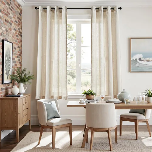 Vista 5 de Jinchan - Cortinas de lino texturizadas para sala de estar, con ojales en la parte superior; juego de cortinas ideal para dormitorio, sala de estar