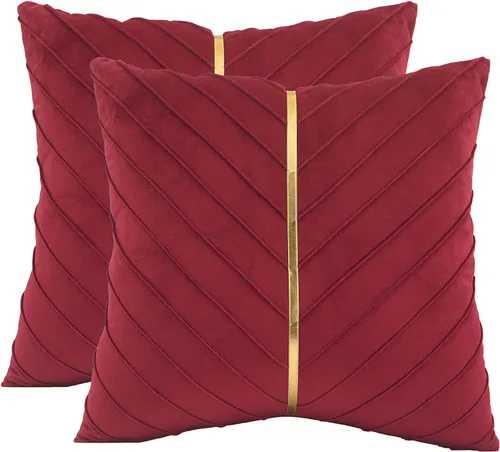 Vista 22 de Fundas de Almohada Decorativas de Terciopelo Verde Aguamarina de 16 x 16 pulgadas, Paquete de 2 con Cuero Dorado Decorativo de Navidad, Fundas