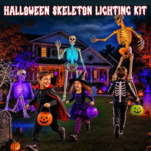 Vista 7 de Paquete de 2 luces de esqueleto de Halloween, luz de corazón latiendo