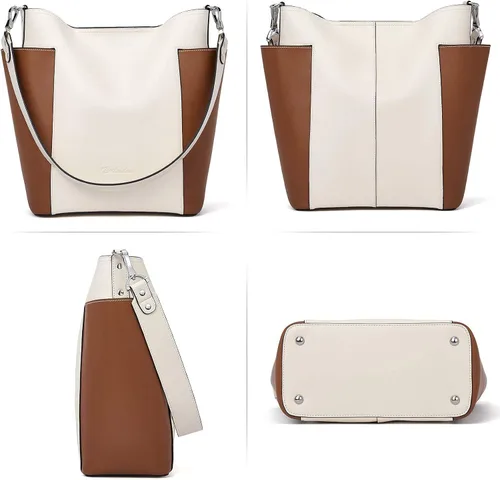 Vista 4 de BOSTANTEN Bolso de cuero del cubo del diseñador Hobo bolsos de hombro conjunto con monederos del embrague paquete con la cartera de cuero