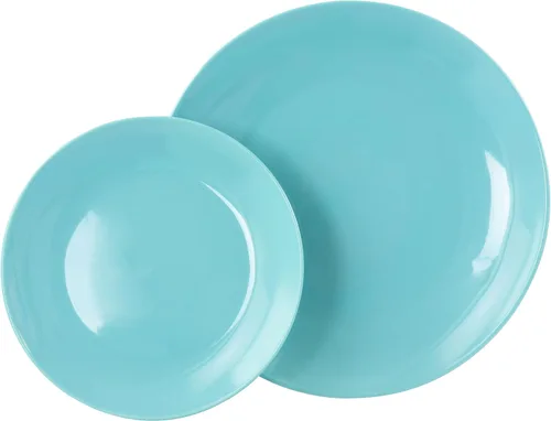 Vista 4 de Elama Luna - Juego de vajilla redonda de porcelana de 18 piezas (azul)