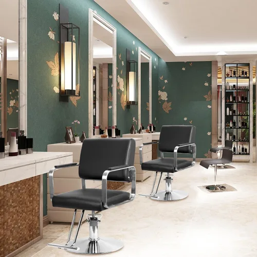 Vista 2 de Silla de salón de mano para estilistas, silla de peluquería hidráulica de alta resistencia con altura ajustable, giro de 360° y respaldo ergonómico