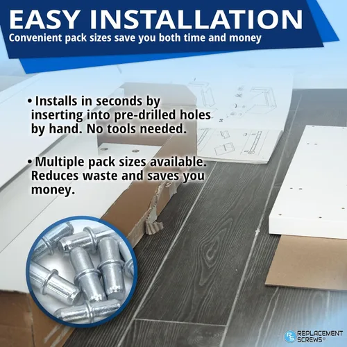 Vista 6 de ReemplazoTornillos de soporte de estante Pines/clavijas compatibles con IKEA 101532 (UTRUSTA, METOD, IVAR), Dúplo chapados en zinc, paquete de 5