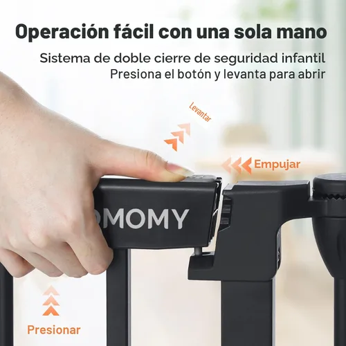 Vista 3 de COMOMY Puerta de bebé extra ancha de 80 pulgadas, puerta para perros para escaleras de casa, chimenea, puerta de mascotas de cierre automático