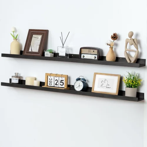 Vista 37 de FLYJOE Estante de repisa de fotos para pared, 24 pulgadas de madera de fresno maciza, estantes para libros de guardería, estantes flotantes